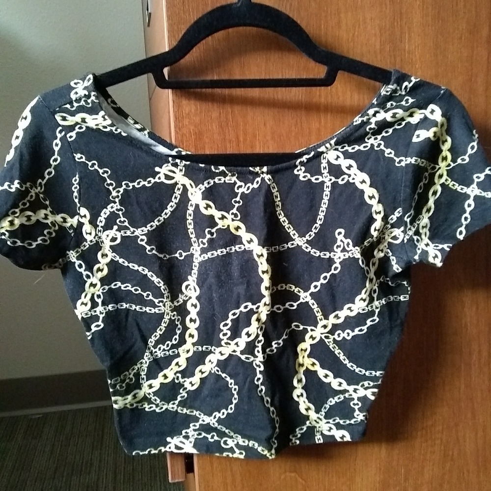 Forever 21 Black and Gold Crop Top